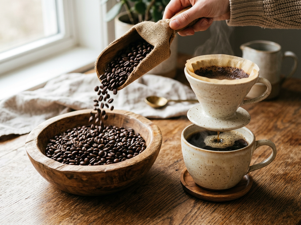 Freshly roasted specialty coffee beans